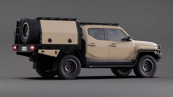 Kia Tasman превратился в приключенческий пикап мечты: мощный силовой бампер, лифт подвески и дом на колесах